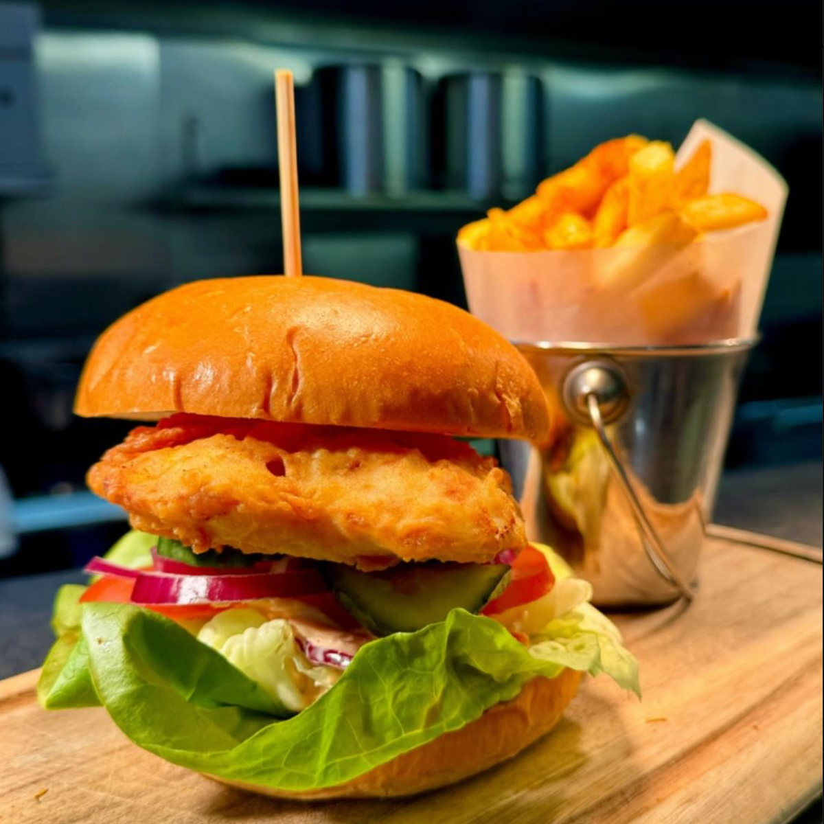 image of a chicken burger